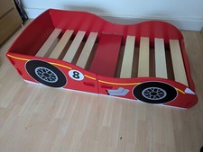  Racing car single wooden bed frame with mattress 