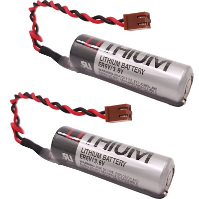 2X ER6VCT Battery ER6V/3.6V 2400mAh PLC Battery for ER6BWK67PT Robot OTC Battery