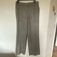 Escada Women  s Wool Blend Heather Brown Zip Flat Front Lined Pant Pockets Sz 38