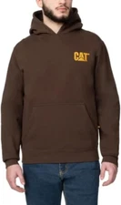 CAT Caterpillar Men's Trademark Hoodies w/Embroidered Front Logo, Brown, X-Large