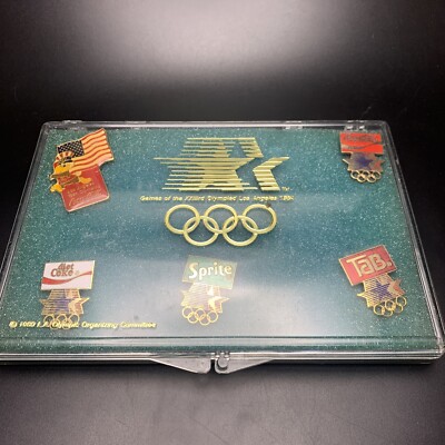 1984 Olympics Soda Pin Set Coca Cola Tab Sprite Eagle Pins Sponsor USA Vintage