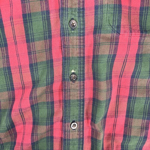 Lumberjack LL Bean flanella uomo grande scozzese a quadri rosso verde con bottoni cabina - Foto 3 di 13