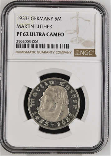 Best Price! Germany Third Reich 1933 F 5 Mark Luther KM-80 NGC PF62 Ultra Cameo