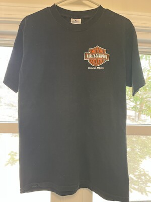 Harley Davidson Medium Black Short Sleeve Shirt Cozumel Mexico 