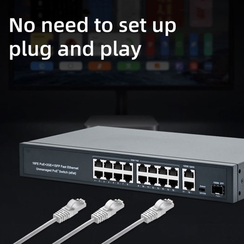 Brand New 16+2+1 Port POE Power Switch 10/100Mbps 100/250meter Transmission - Picture 8 of 19
