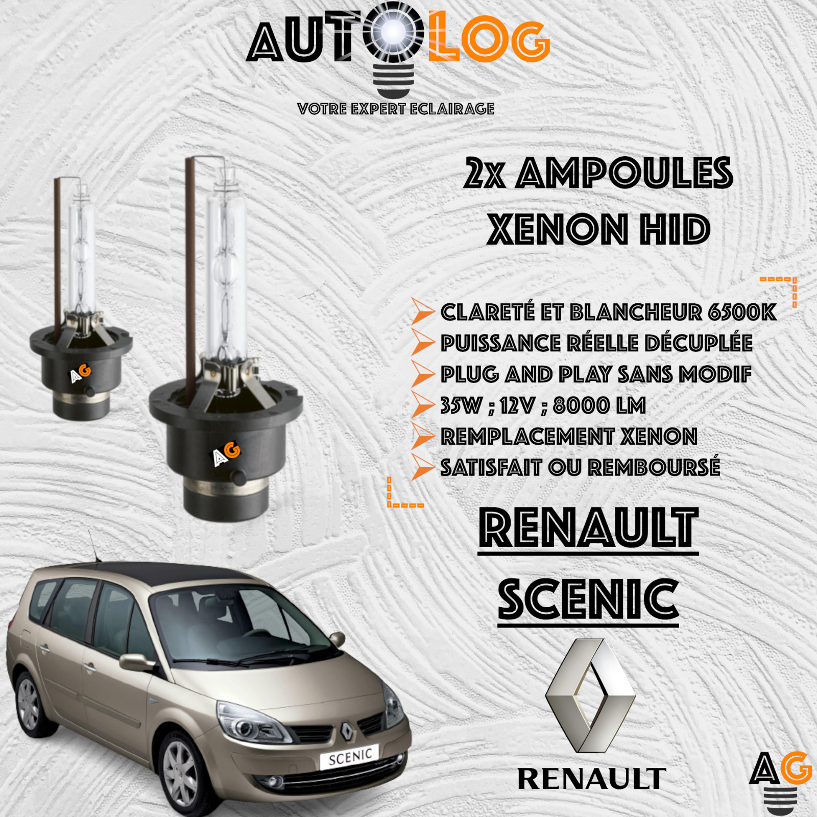 Kit Xenon HID Renault Scenic ampoule haute performance anti pluie et brouillard
