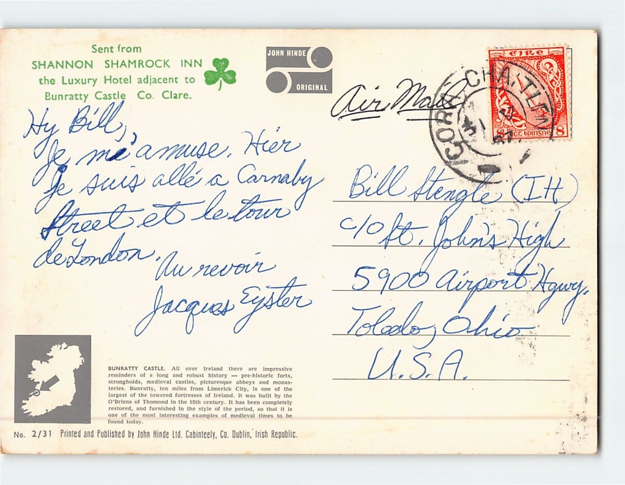 Postcard Bunratty Castle Co. Clare Ireland