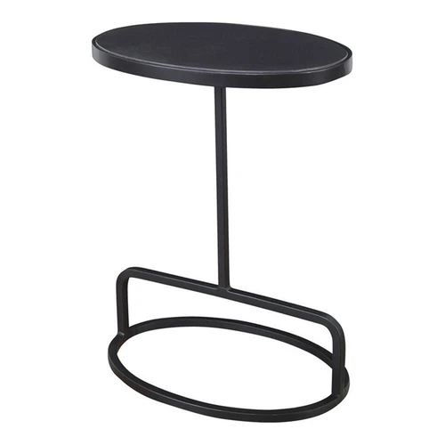 Uttermost Jessenia Contemporary Marble and Iron Accent Table in Black - Picture 1 of 5