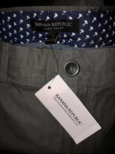 NWT Banana Republic Grey Aiden Size 38 Slim Mens Flat Front Shorts - Picture 4 of 4