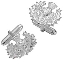 Cufflinks Sterling Silver Traditional Unframed Open Scottish Thistle