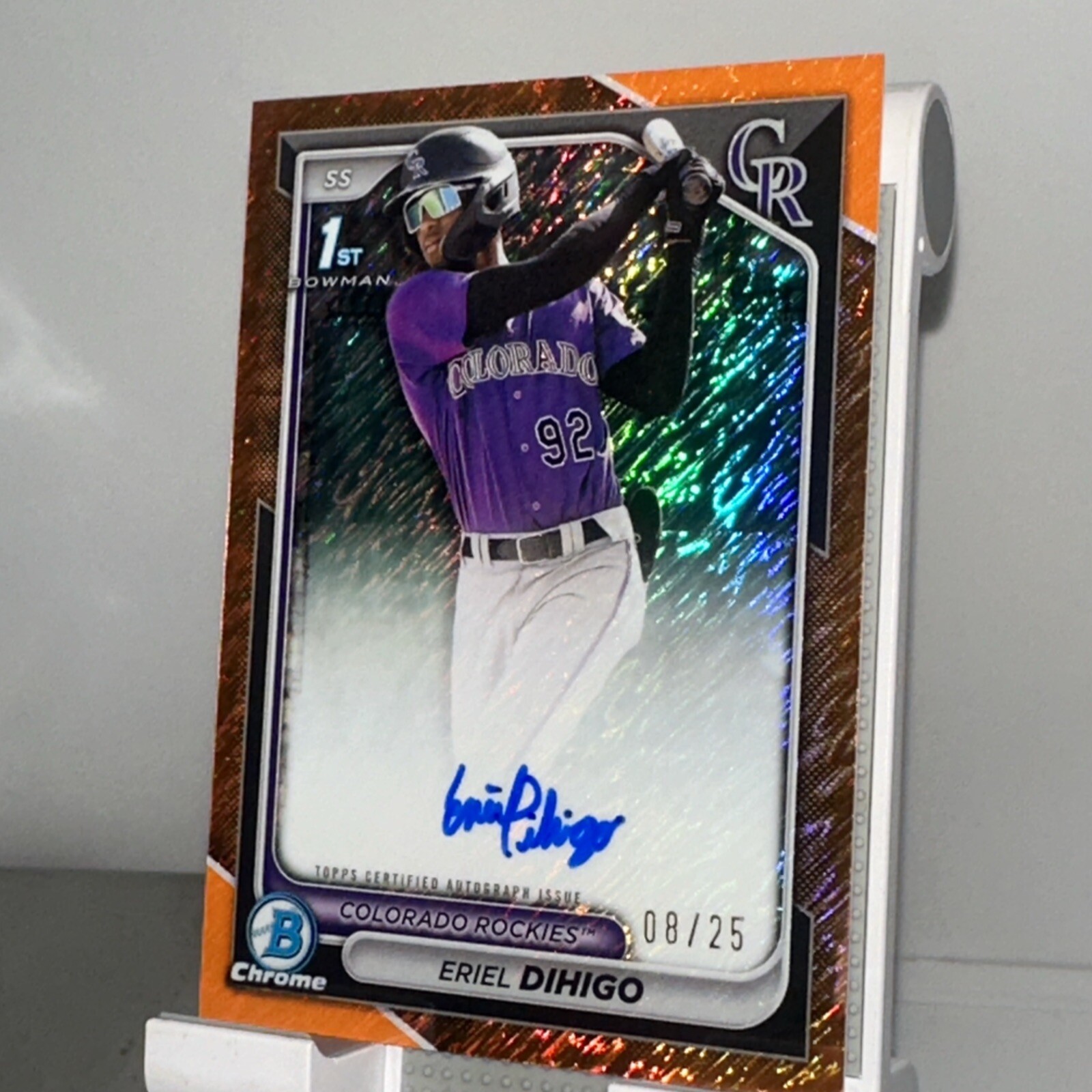 2024 Bowman Chrome 1st Eriel Dihigo Orange shimmer Refractor AUTO #CPA-ED /25