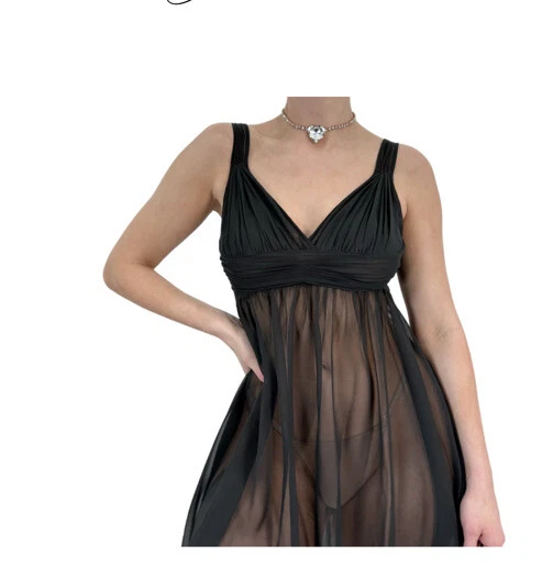 UNDERCOVER Abito nero Victorias Secret taglia media vintage anni 90 camicia da notte slip dress Y2K