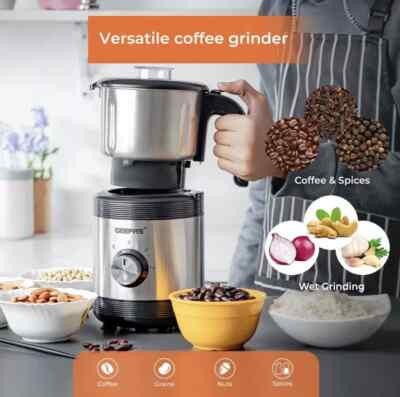Geepas Nass/Trocken Kaffeemühle Maschine Mahlen Bohnen Nuss & Masala Gewürzmahlen