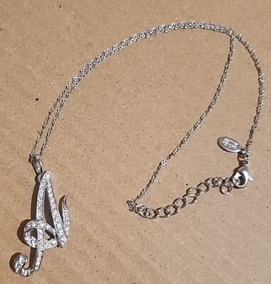 Nolan Miller Initial A Rhinestones Scarlet Letter Necklace