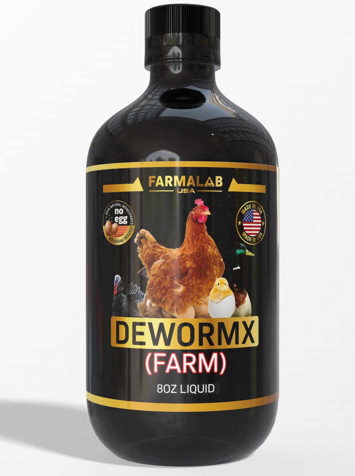Chicken Dewormer Liquid All-Natural Formula 8oz Safe for Egg-Laying Poultry Farm