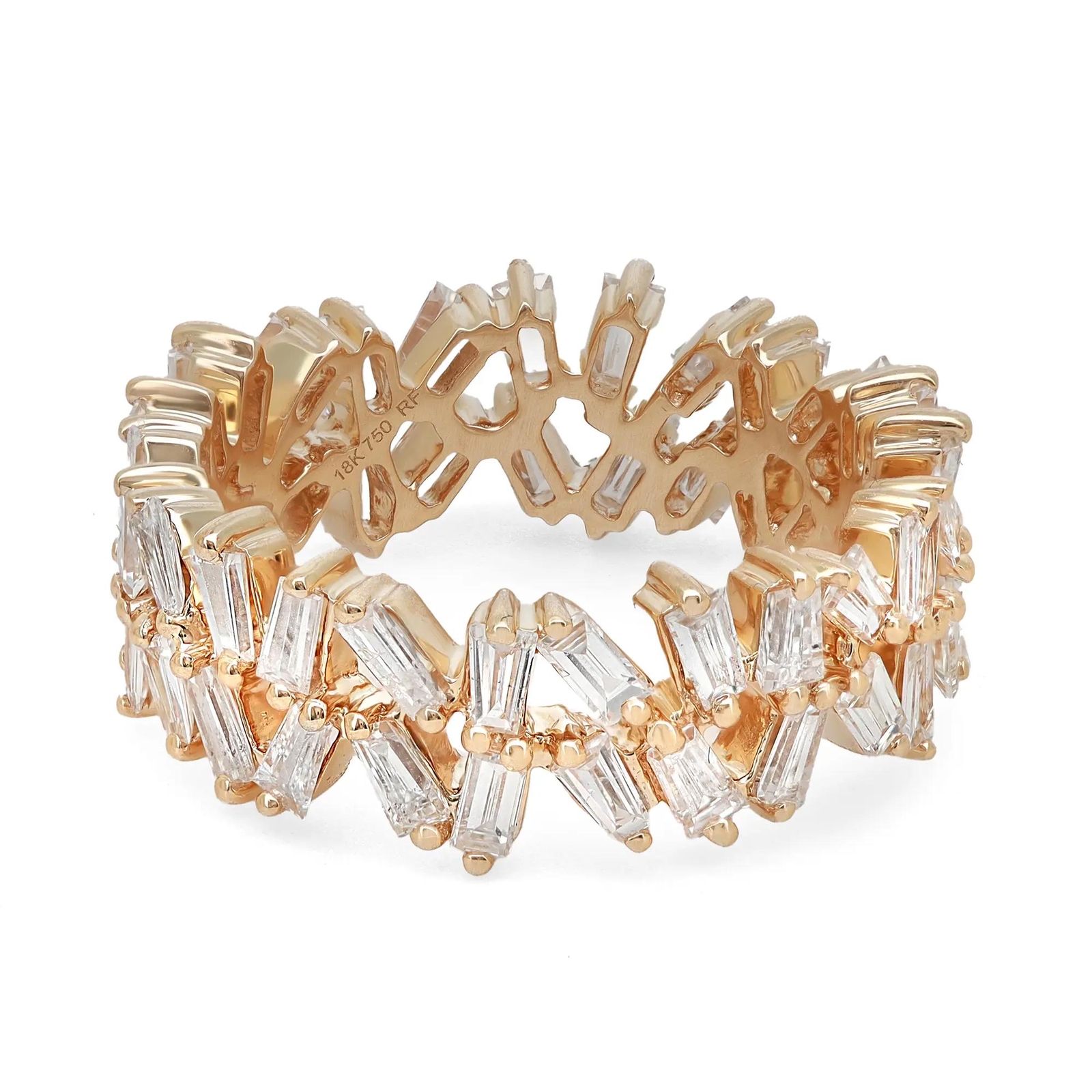 Prong Set Baguette Cut Diamond Band Ring 18K Yellow Gold 2.21Cttw Size 6.5