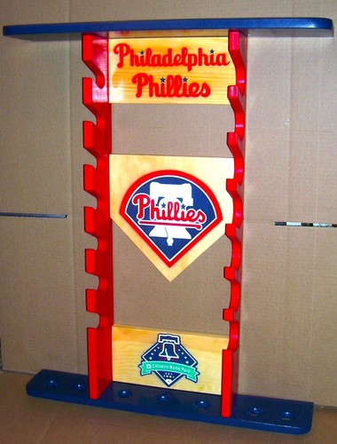 Phillies Display Rack holds 7 bats 7 balls 18 bobble heads Citizens Bank logo - Picture 6 of 6