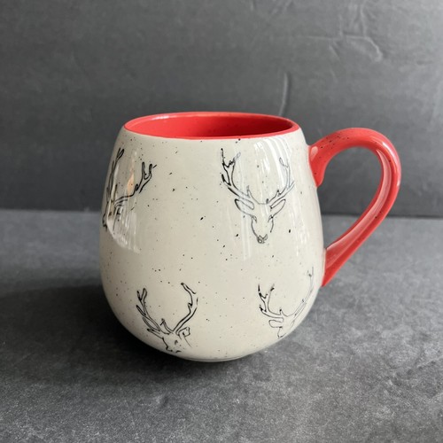 Taza de café Meritage reno patrón moteado forma barril rojo blanco negro - Imagen 9 de 13