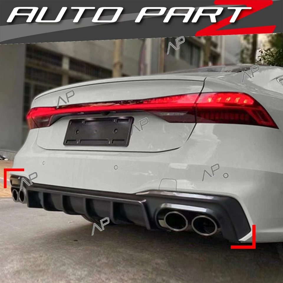 Schwarz Heckdiffusor Auspuff Endrohre für AUDI A7 Sportback S7 C8 4K S Line 18+