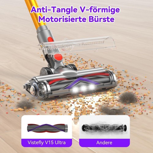 Vistefly V15 Ultra Akku Staubsauger, 48000Pa 600W 70Mins Staubsauger Kabellos DE - Bild 8 von 19