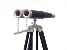 Floor Standing Admiral's Brushed Nickel with Leather Binoculars 62"