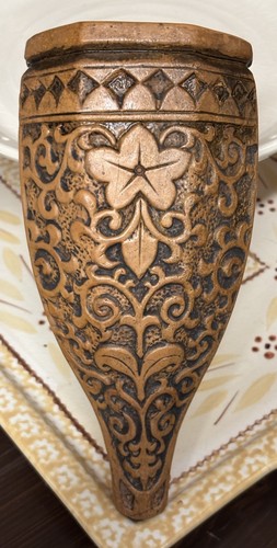 Vintage braune Wandvase in Kegelform Tasche Blumenmuster Japan 7 Zoll