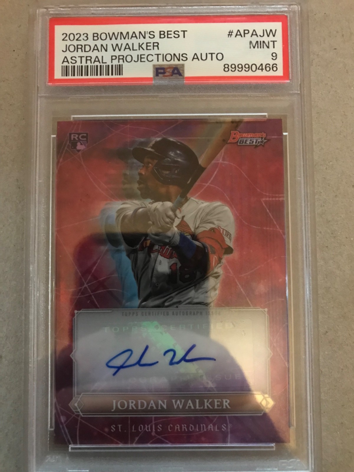 PSA Graded MINT 9 2023 Bowman's Best Jordan Walker Astral Projections Auto Card