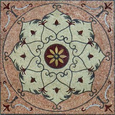 40" Medallion Mosaic Tile: Geometric Floral Marble Floor Art