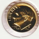 24k Gold Plate Rare Old US 1981 Liberty Roosevelt Dime Collector Collection Coin