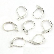 100 Silver Plated French Lever Back Earwire Ear Wire Earring Hook with Hoop