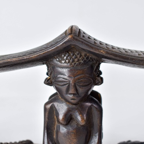 Luba Figural Double Headrest with Crocodiles Congo - Picture 7 of 14