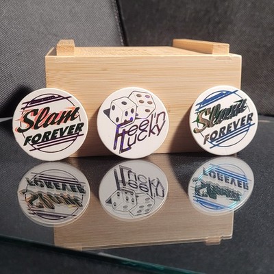 POG Slam Tek 3 Milk Caps Slam Forever Feelin' Lucky Dice Matte Sparkle Foil 90s