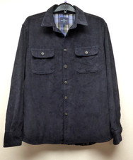 Giacca foderata Blue Harbour M&S in velluto a coste shacket check camicia taglia L blu navy mix