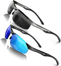 Polarized anti Glare Sunglasses for Men, UV400 Sports Wrap around Design, Scratc