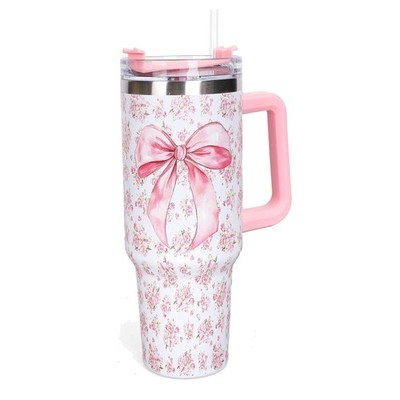 Versatile 40 oz Coquette Floral Tumbler with Straw - Perfect for Parties & Gifts