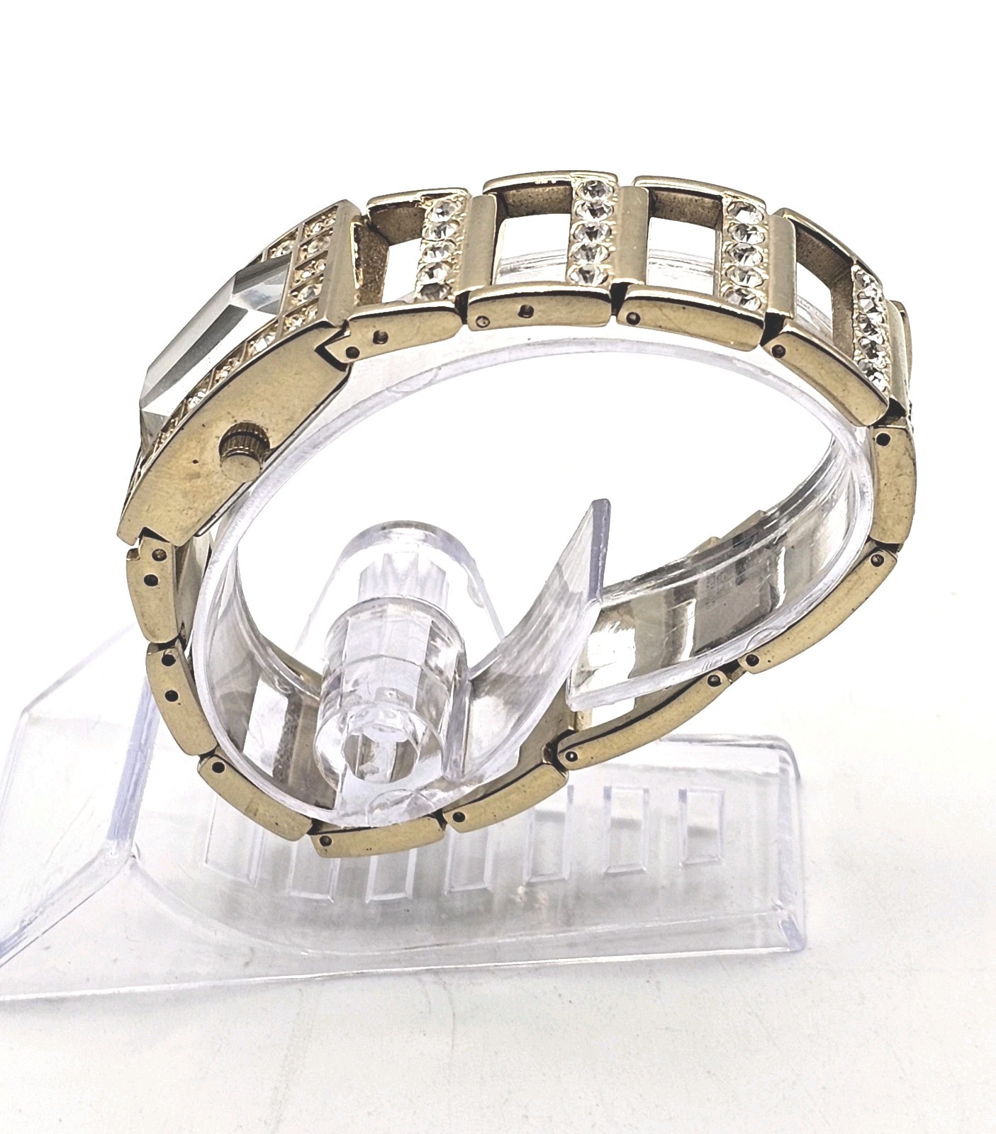 Storm Gold Tone White Rectangular Rhinestone Watc… - image 4