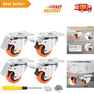 Easy Install 2'' Heavy Duty Caster Wheels - Set of 4, 600 lbs Load Capacity