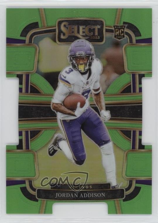 2023 Select Concourse Neon Green Prizm Die-Cut /599 Jordan Addison #66 Rookie RC
