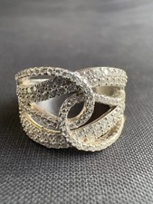 925 Sterling Silver Ring Cubic Zirconia Stones Swirl Ring Women's Ring Size 6 US