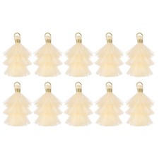 10PCS Tiny Tri-Layered Tassels Bohemian Keychains Beige 