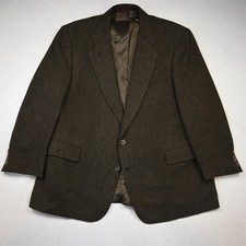 Vtg USA Jos A Bank 48R Brown Herringbone 100 Wool Tweed Blazer Jacket Sport