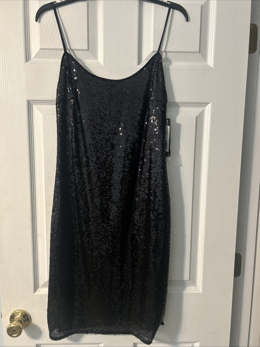 blue dress for baby girl Bebe Women's Sequin Halter Romper, Size Xs in Black Polyester/Spandex