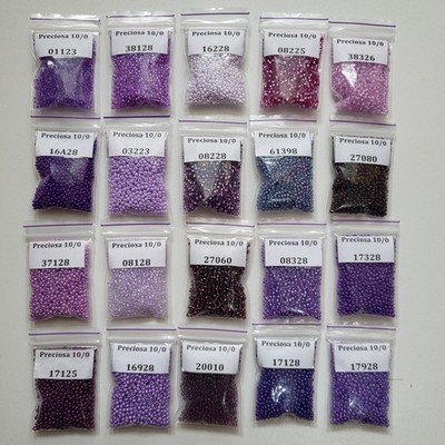 Bead Embroidery Kit Violet Beads 10/0   Czech Preciosa Seed Beads   10g Glass Be
