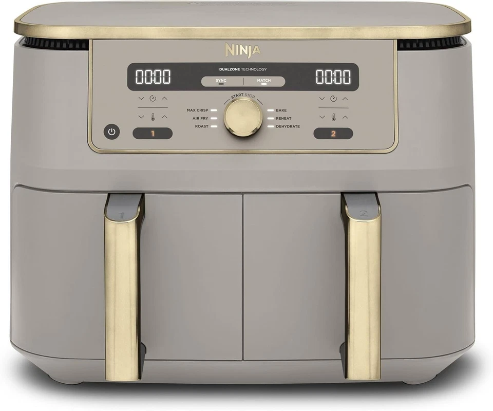 Ninja Dual Zone Digital Air Fryer - 2 Schubladen - 9 5L - Stone/Gold DZ400EUSTGD