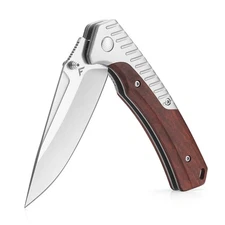 FLISSA Pocket Knife with 3.35" 14C28N Steel Blade for EDC Camping Gift for Men