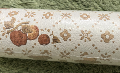 NOS in Package Vintage Kitchen Wall Paper Neutral Colors Double Roll 42 Feet