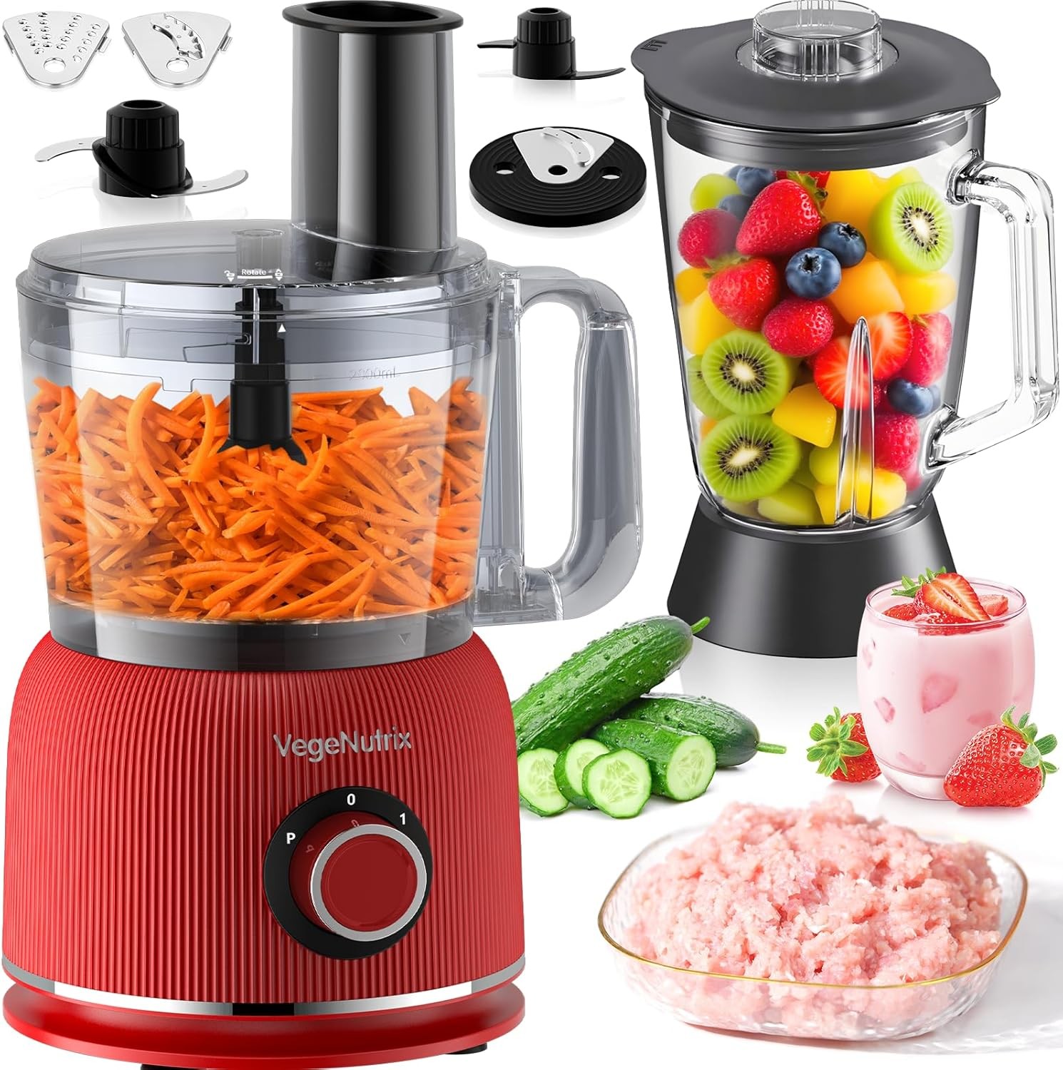 Food Processor and Blender Combo, 88 oz Food Chopper for Mea