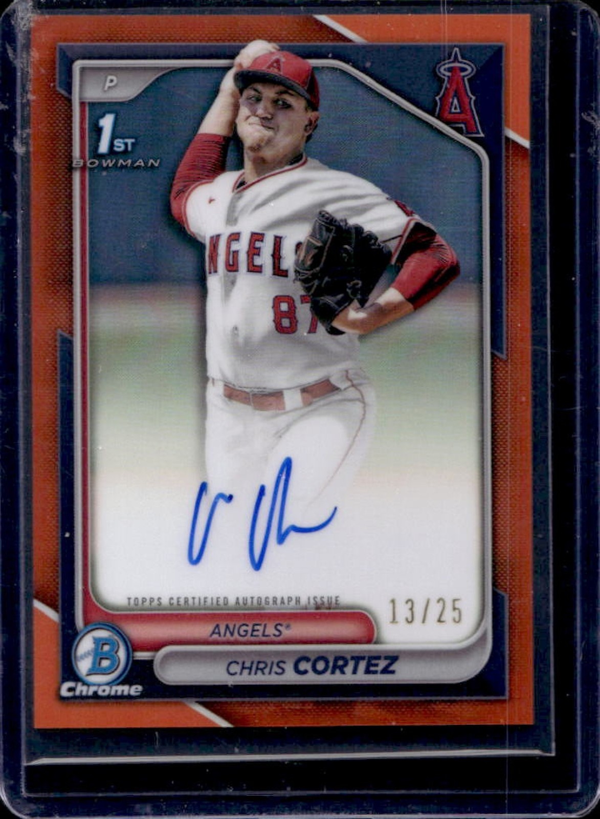 2024 Bowman Draft Chris Cortez Chrome Auto Orange Refractor 1st #/25 Angels