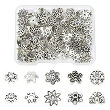 100pcs Antique Silver Flower Bead Caps Tibetan Silver Beads Caps for Jewelry