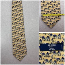 Brooks Basics Elephant Yellow Silk 59β Neck Tie Made In USA